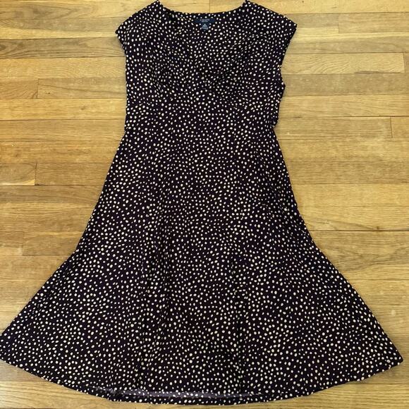 Chaps dark plum tan sleeveless a-line midi dress size medium M
 b34 - Picture 1 of 3